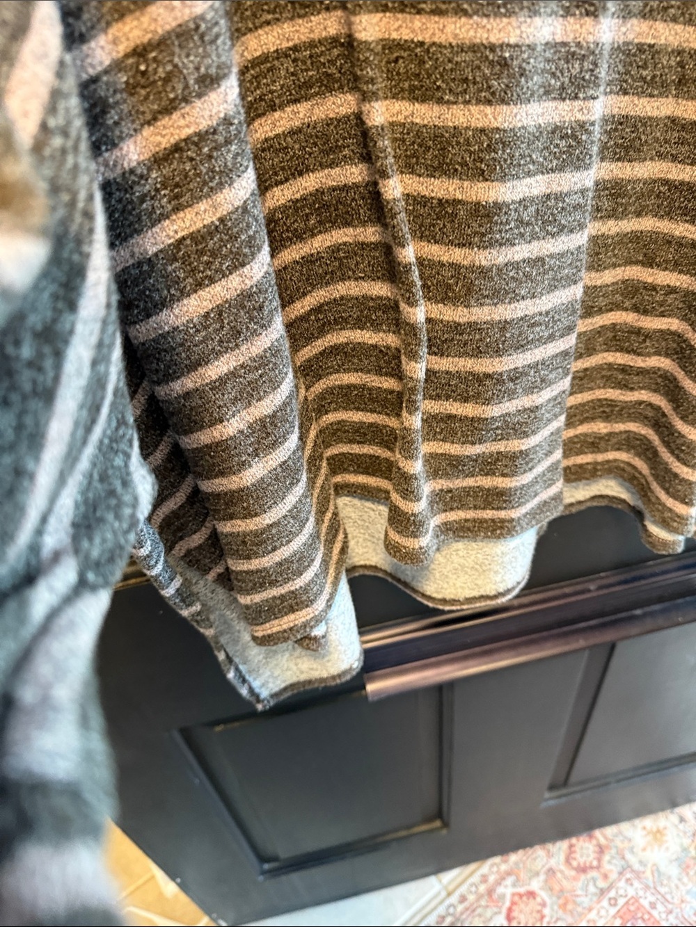 ANDREE BY UNIT Striped Cowl Neck Sweater - Gray & Cream - Picture 2 of 7